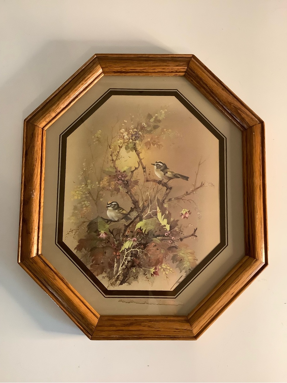 Vintage Octagonal Bird Wall Art